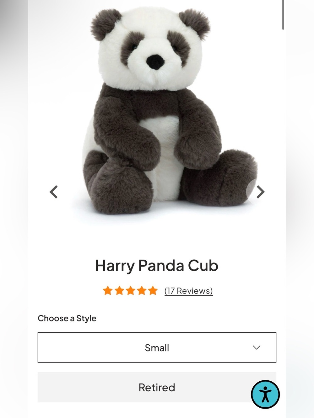 β¨Retired Jellycat πΌSmall Harry Panda Cub πΌNWOT Flawless Condition
